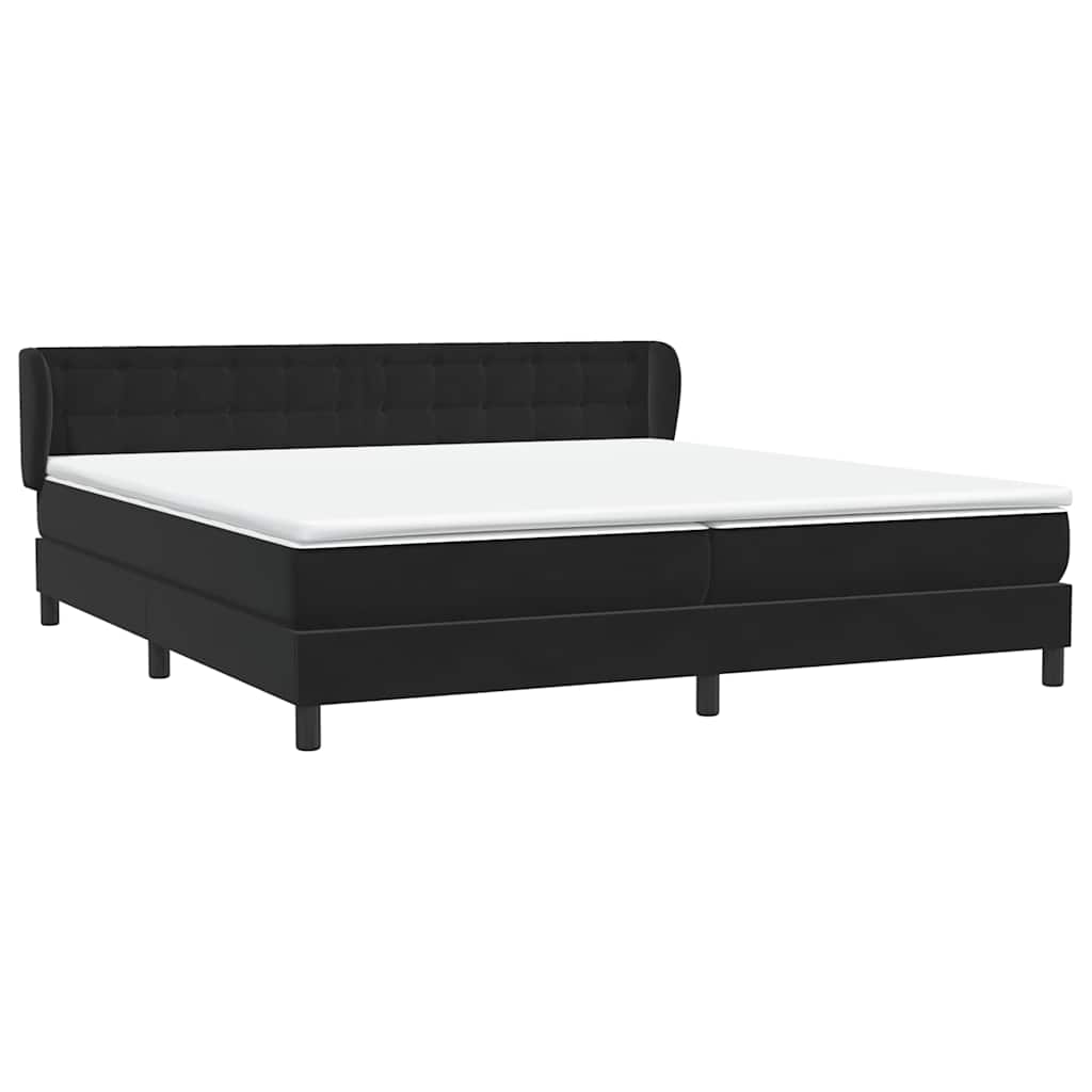 vidaXL Łóżko typu Box Spring z materacami Czarny 200x220 cm Aksamit
