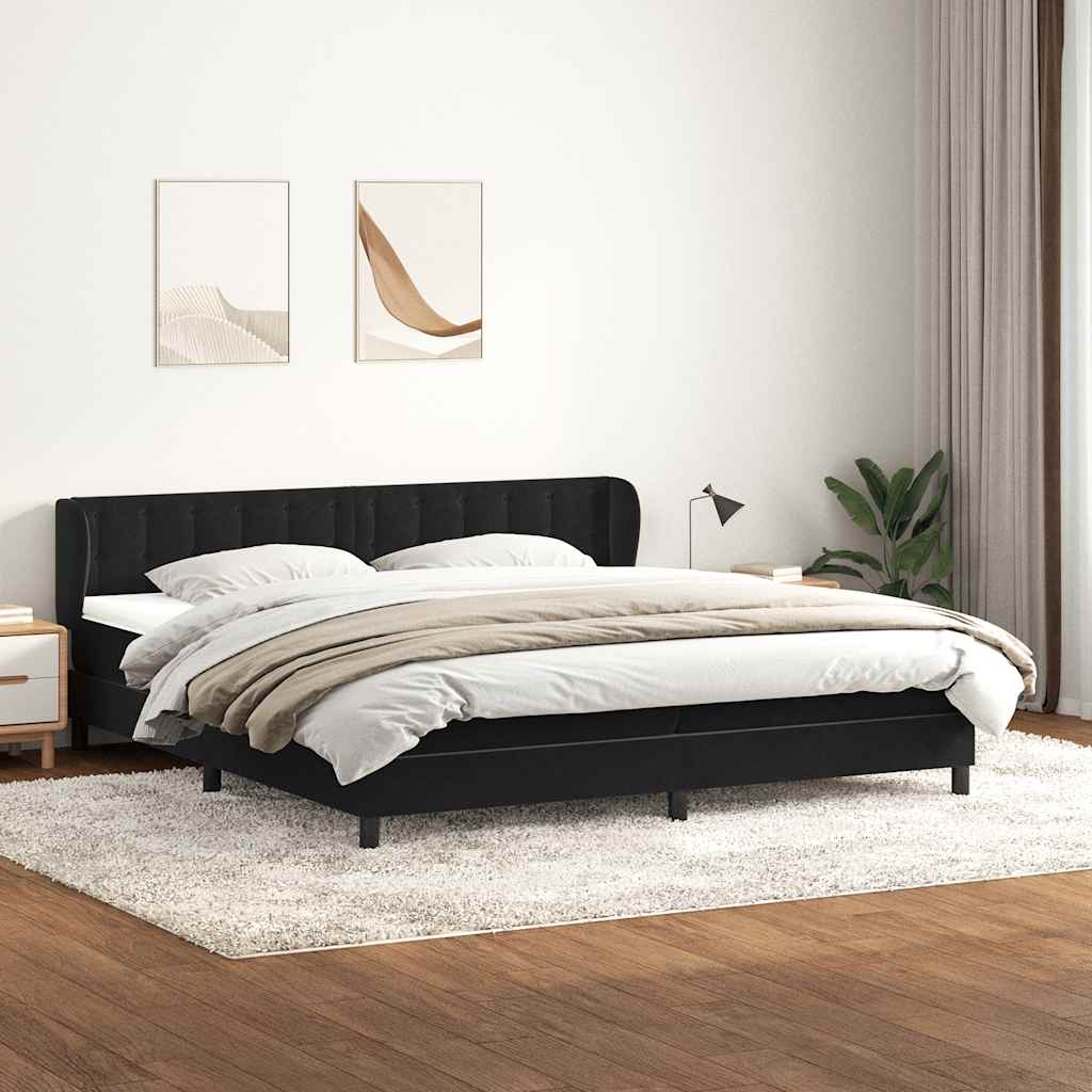 vidaXL Łóżko typu Box Spring z materacami Czarny 200x220 cm Aksamit