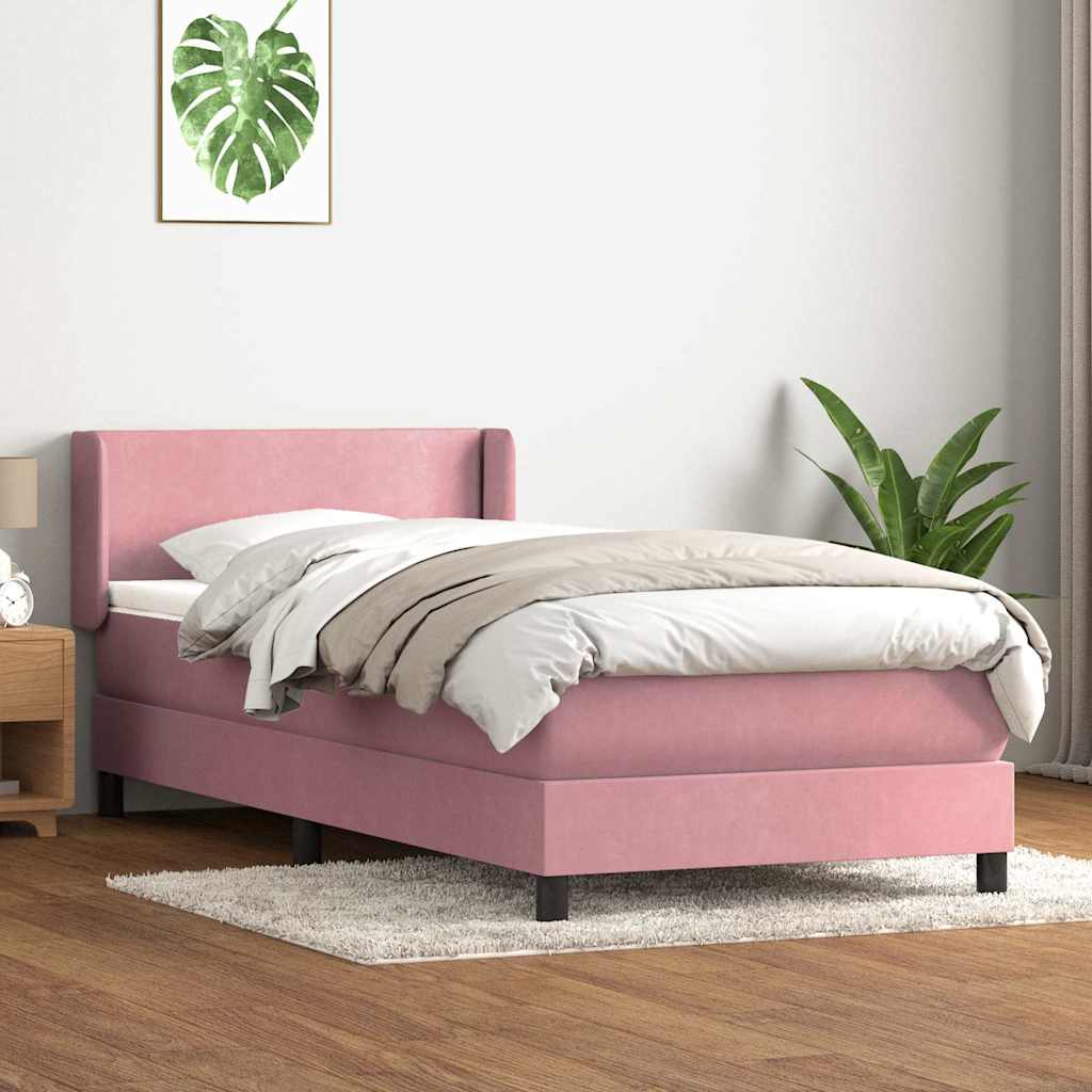 vidaXL Łóżko kontynentalne z materacem, różowe, 90x210 cm