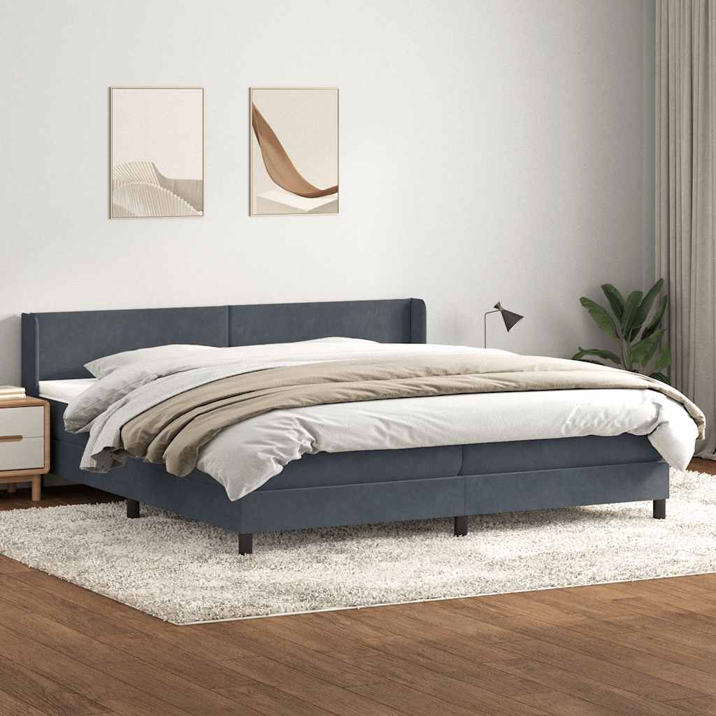 vidaXL Łóżko kontynentalne z materacem, ciemnoszare, 180x210cm aksamit