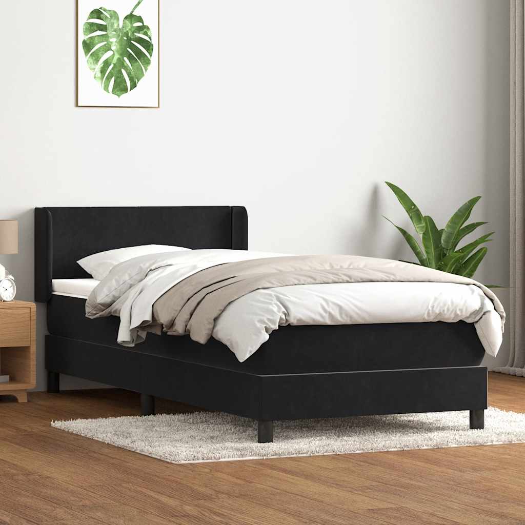 vidaXL Łóżko kontynentalne z materacem, czarne, 80x220 cm