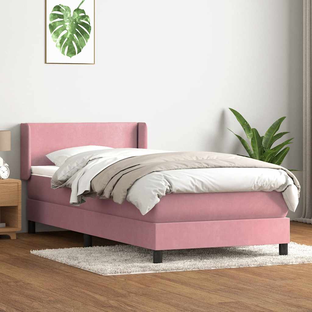 vidaXL Łóżko kontynentalne z materacem, różowe, 80x220 cm