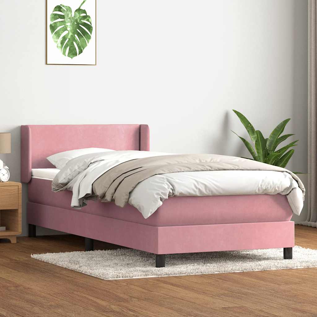 vidaXL Łóżko kontynentalne z materacem, różowe, 90x220 cm