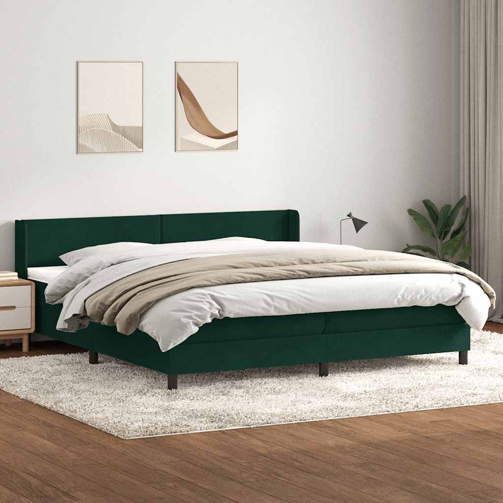 vidaXL Łóżko typu Box Spring z materacem Ciemnozielone 180x220 cm