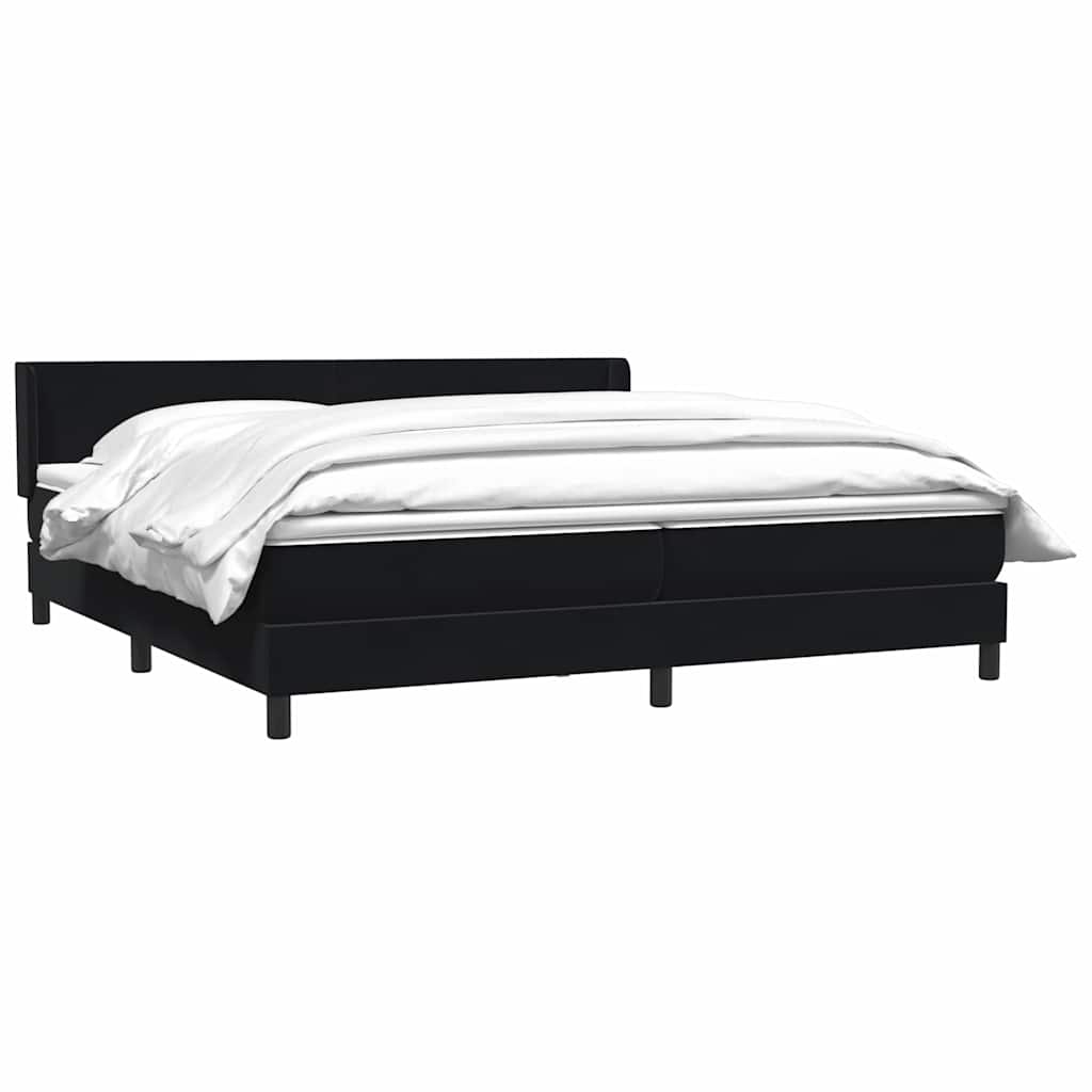 vidaXL Łóżko typu Box Spring z materacem Czarny 200x220 cm Aksamit