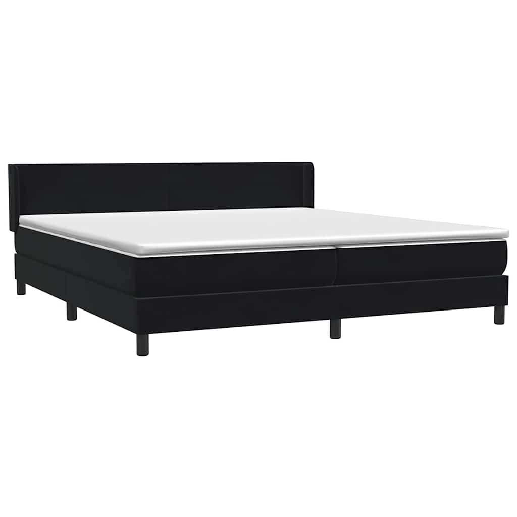 vidaXL Łóżko typu Box Spring z materacem Czarny 200x220 cm Aksamit