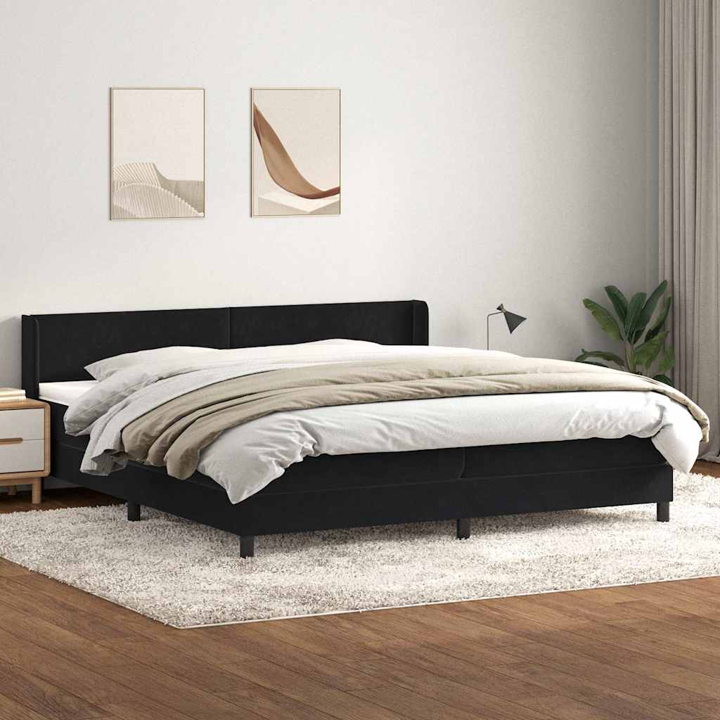 vidaXL Łóżko typu Box Spring z materacem Czarny 200x220 cm Aksamit