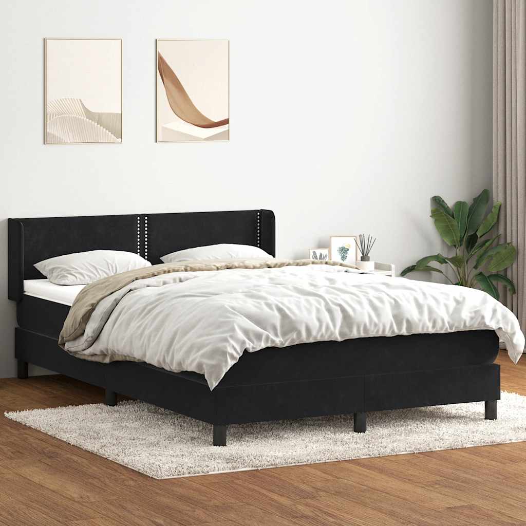 vidaXL Łóżko kontynentalne z materacem, czarne, 160x210 cm, aksamit