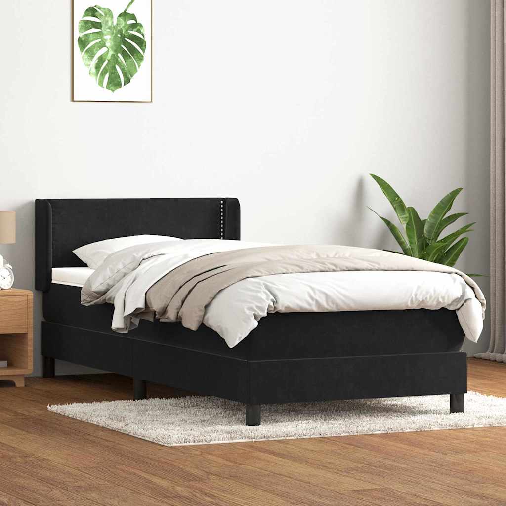 vidaXL Łóżko kontynentalne z materacem, czarne, 80x220 cm