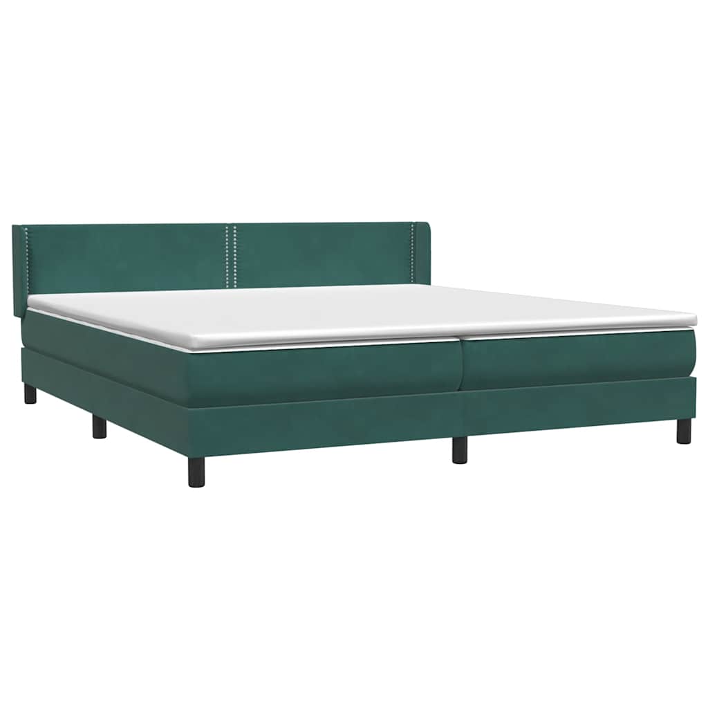 vidaXL Łóżko typu Box Spring z materacem Ciemnozielone 180x220 cm