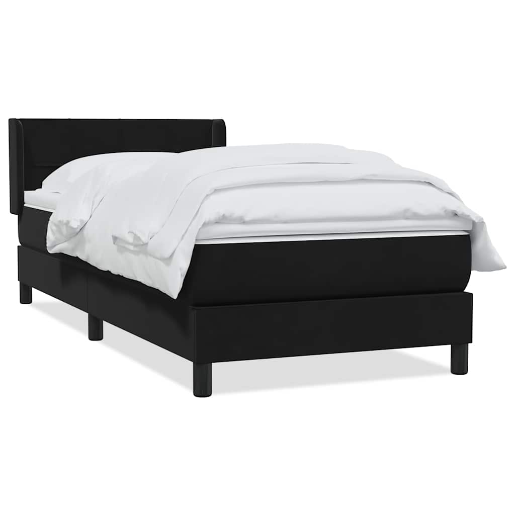 vidaXL Łóżko kontynentalne z materacem, czarne, aksamit 90x210 cm