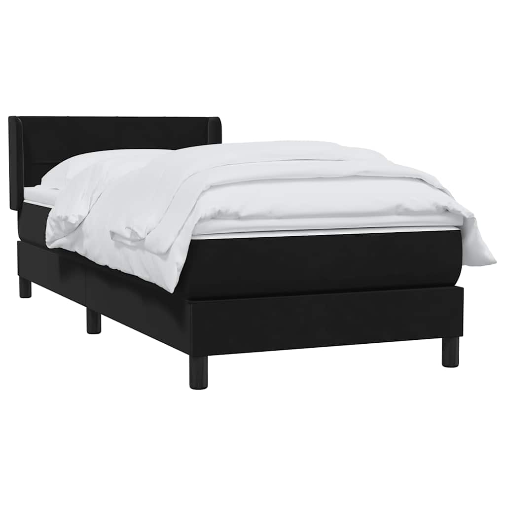 vidaXL Łóżko kontynentalne z materacem, czarne, aksamit 90x210 cm