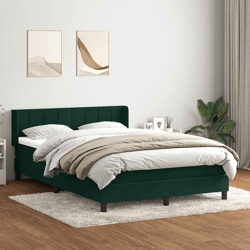 vidaXL Łóżko kontynentalne z materacem, ciemnozielone, 160x220 cm