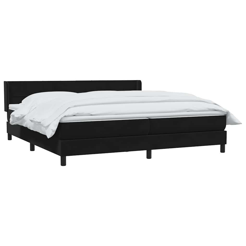 vidaXL Łóżko typu Box Spring z materacem Czarny 200x220 cm Aksamit