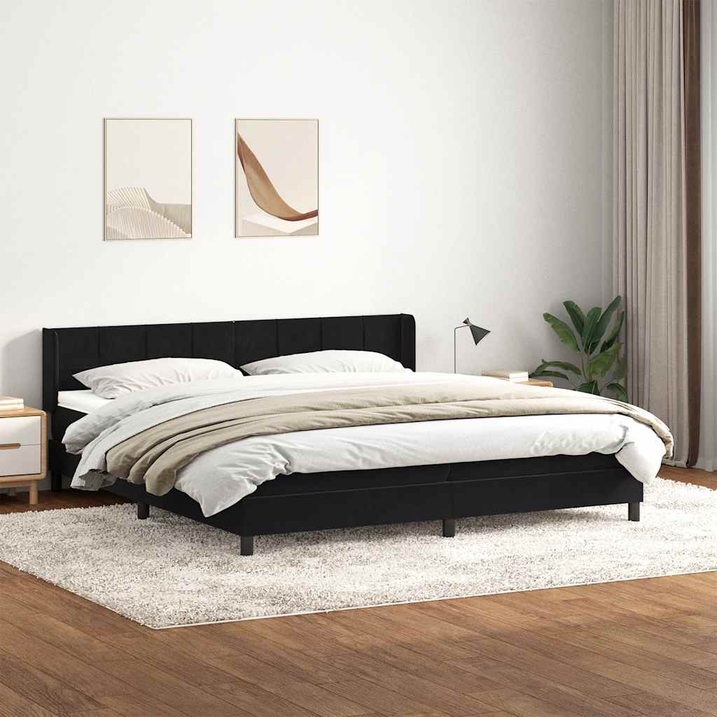 vidaXL Łóżko typu Box Spring z materacem Czarny 200x220 cm Aksamit