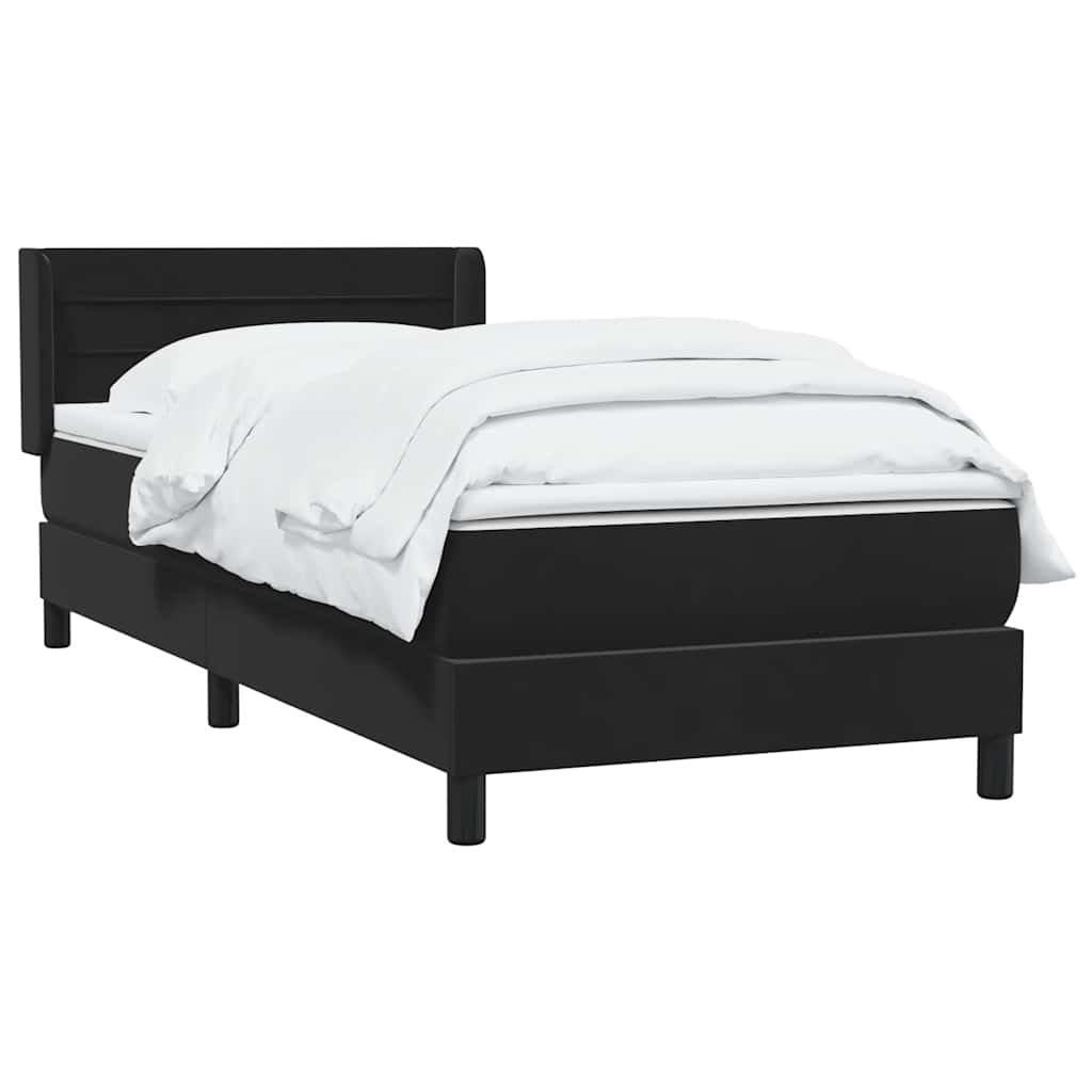 vidaXL Łóżko kontynentalne z materacem, czarne, aksamit 90x210 cm