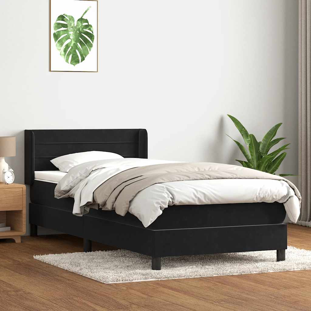 vidaXL Łóżko kontynentalne z materacem, czarne, 80x220 cm