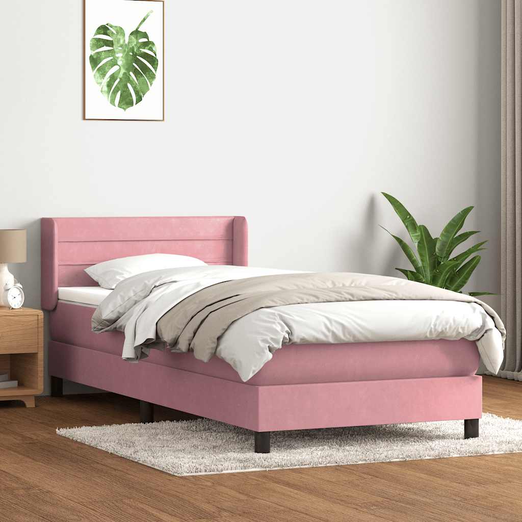 vidaXL Łóżko kontynentalne z materacem, różowe, 90x220 cm