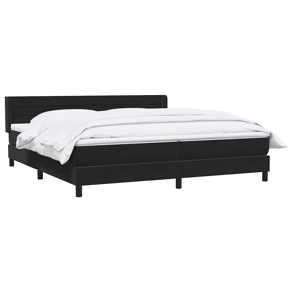 vidaXL Łóżko typu Box Spring z materacem Czarny 200x220 cm Aksamit