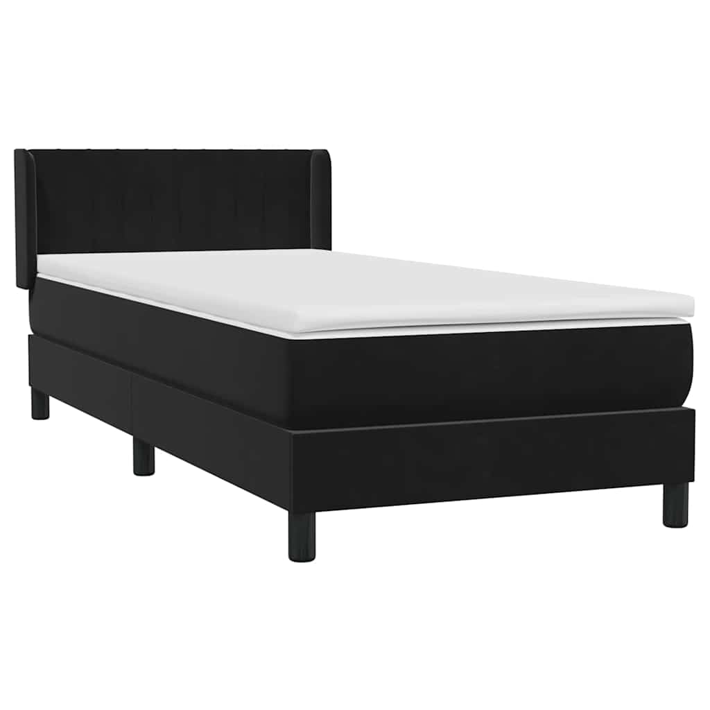 vidaXL Łóżko kontynentalne z materacem, czarne, aksamit 90x210 cm