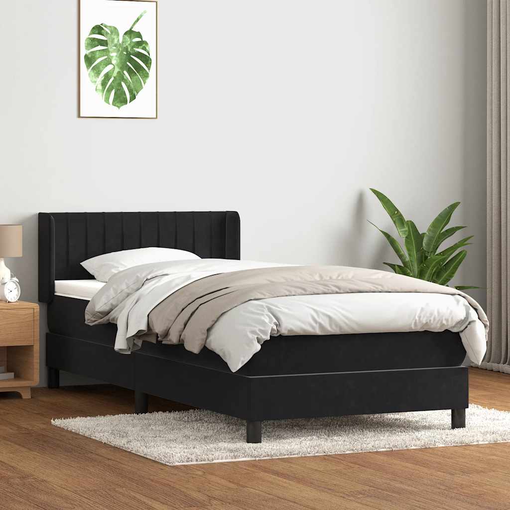 vidaXL Łóżko kontynentalne z materacem, czarne, 80x220 cm
