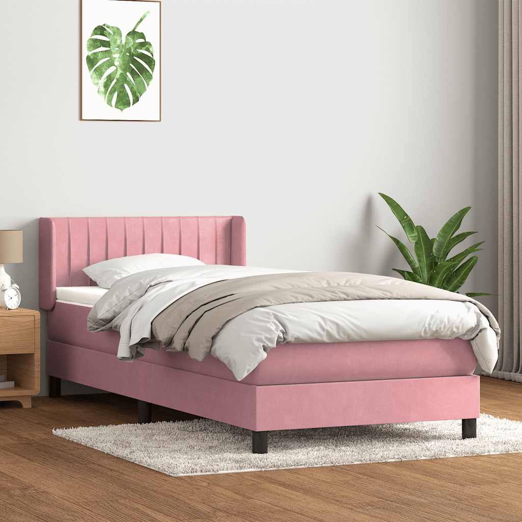 vidaXL Łóżko kontynentalne z materacem, różowe, 80x220 cm