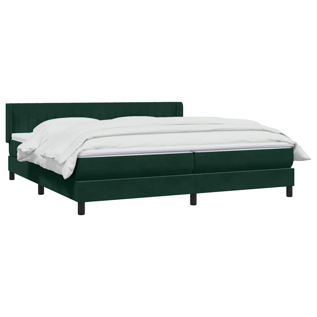vidaXL Łóżko typu Box Spring z materacem Ciemnozielone 180x220 cm