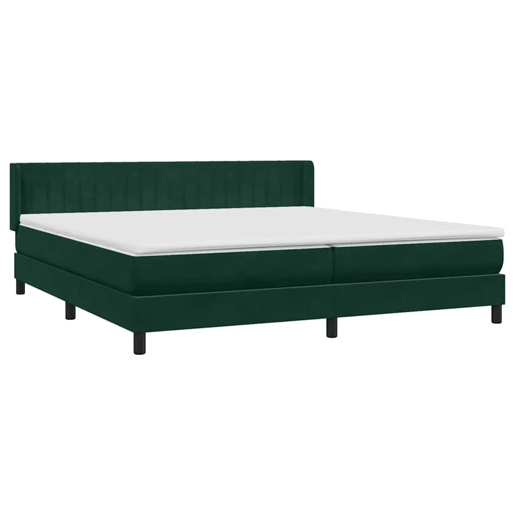 vidaXL Łóżko typu Box Spring z materacem Ciemnozielone 180x220 cm