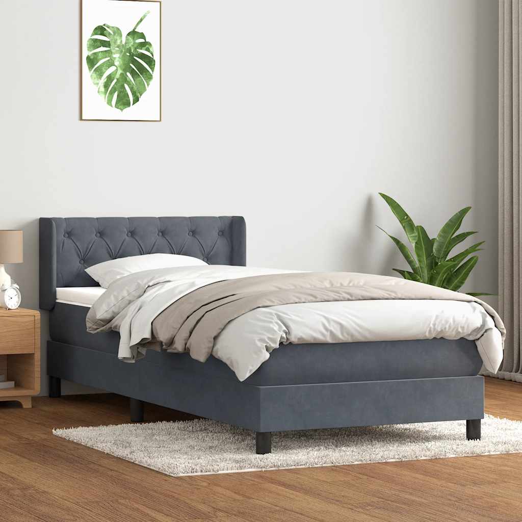 vidaXL Łóżko kontynentalne z materacem, ciemnoszary aksamit, 80x210 cm