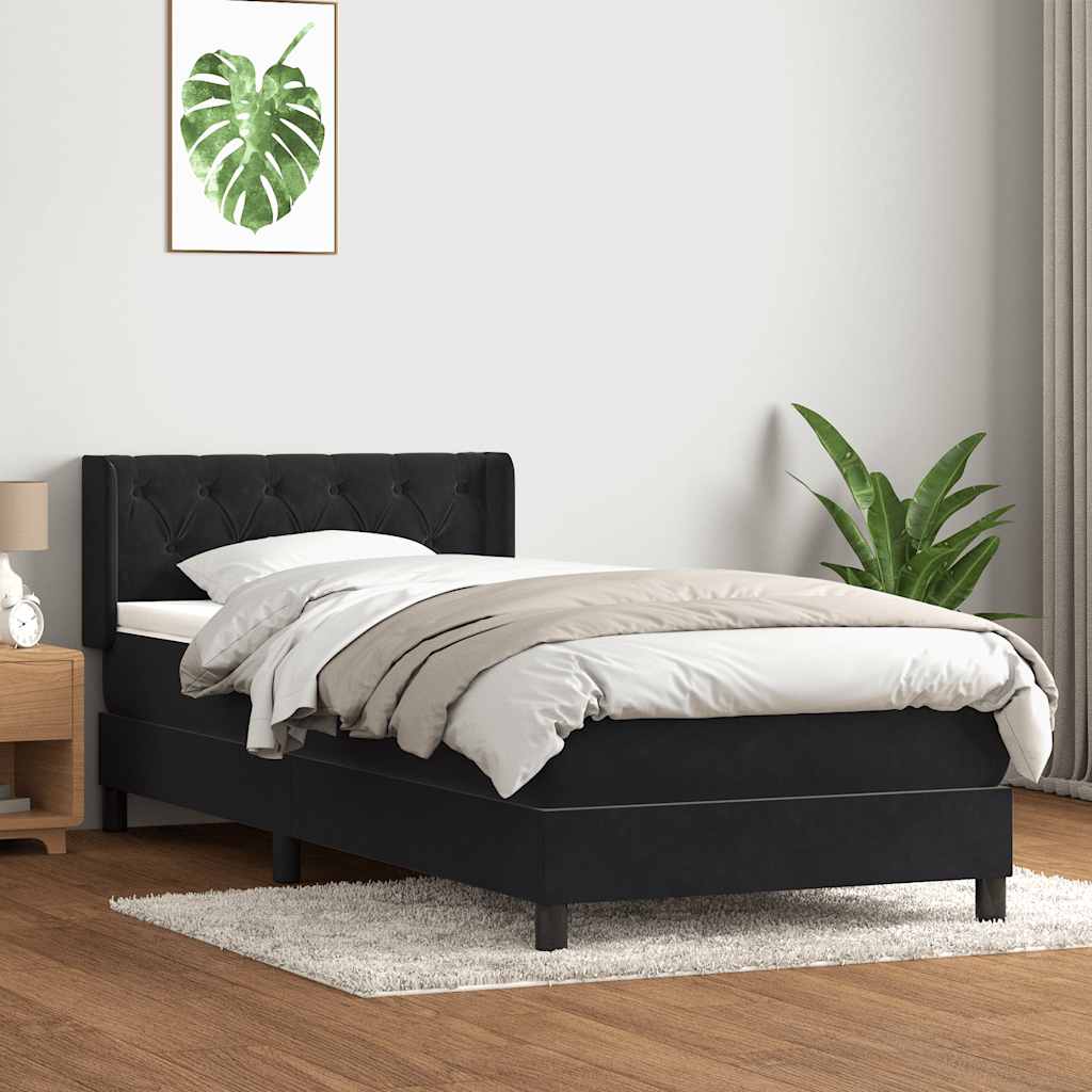vidaXL Łóżko kontynentalne z materacem, czarne, 80x220 cm