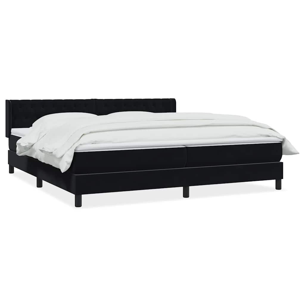 vidaXL Łóżko typu Box Spring z materacem Czarny 200x220 cm Aksamit