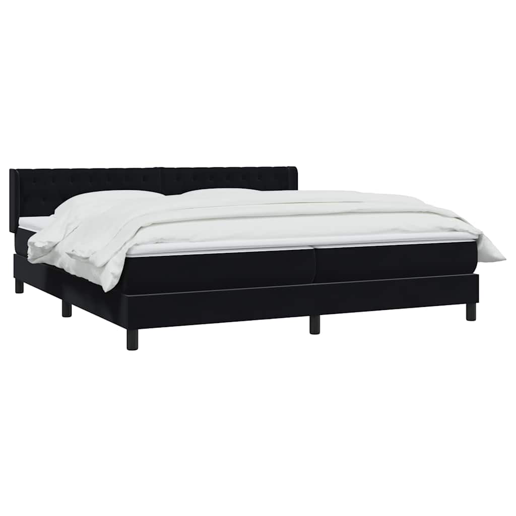 vidaXL Łóżko typu Box Spring z materacem Czarny 200x220 cm Aksamit