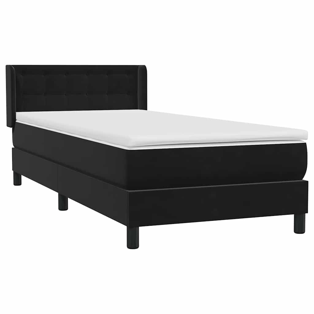 vidaXL Łóżko kontynentalne z materacem, czarne, aksamit 90x210 cm