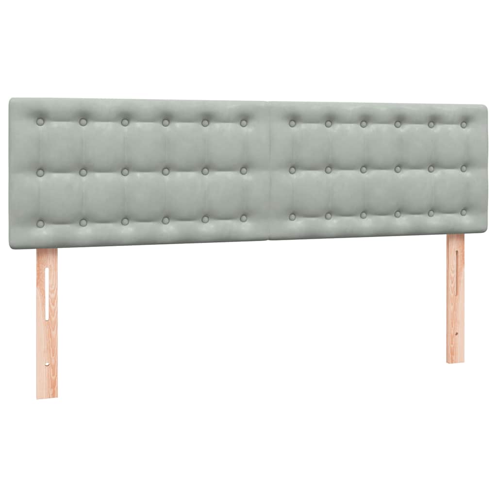 vidaXL Łóżko kontynentalne z materacem, jasnoszare, 160x210cm, aksamit