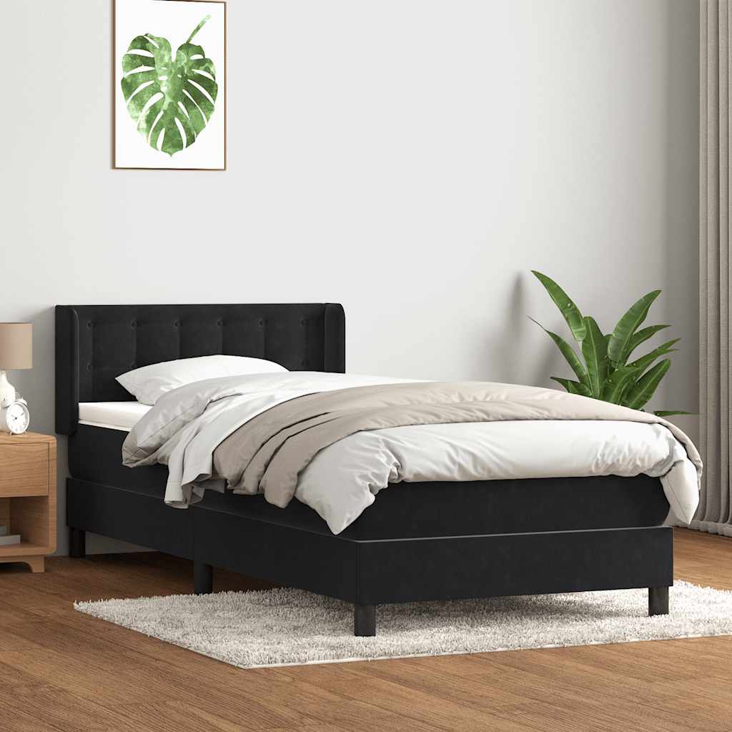 vidaXL Łóżko kontynentalne z materacem, czarne, 80x220 cm