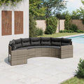 vidaXL Sofa ogrodowa z poduszkami, półokrągła, szary rattan PE