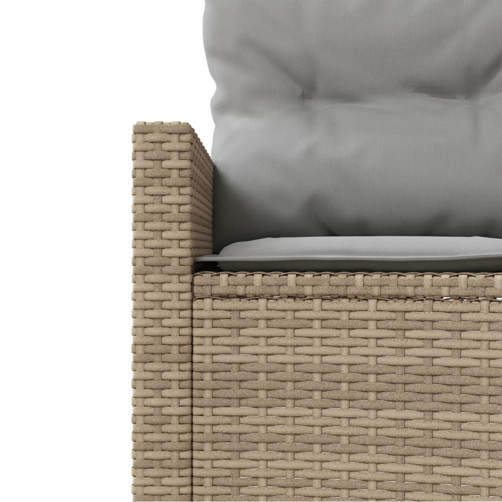 vidaXL Sofa ogrodowa, stolik i poduszki, półokrągła, beżowy rattan PE
