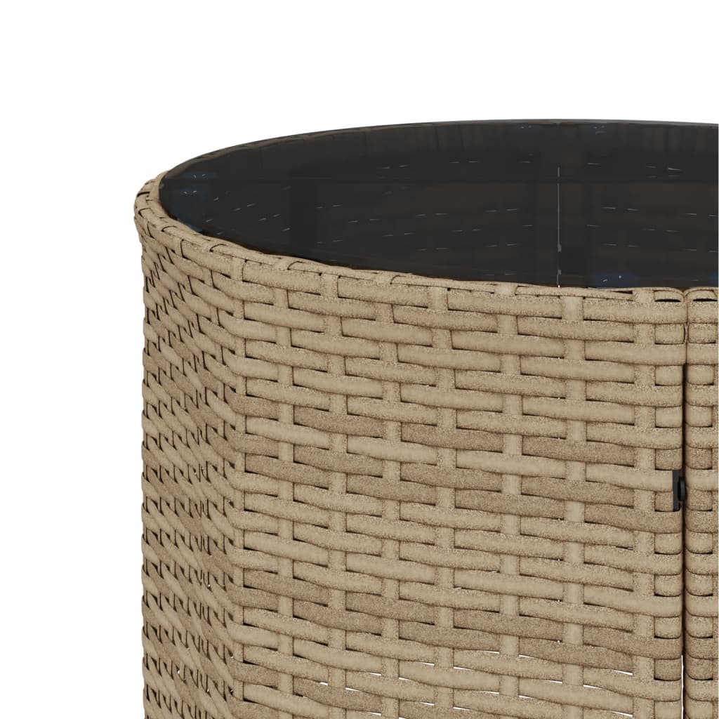 vidaXL Sofa ogrodowa, stolik i poduszki, półokrągła, beżowy rattan PE