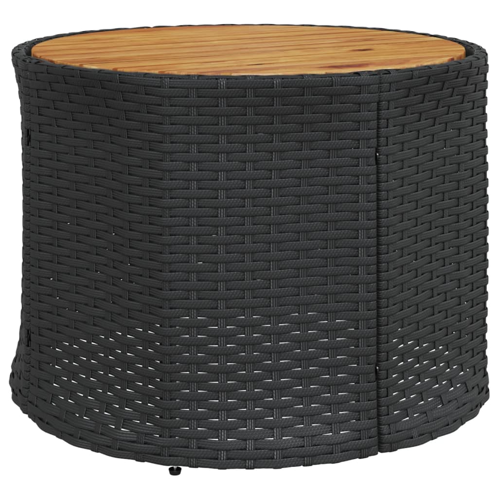 vidaXL Sofa ogrodowa, stolik i poduszki, półokrągła, czarny rattan PE