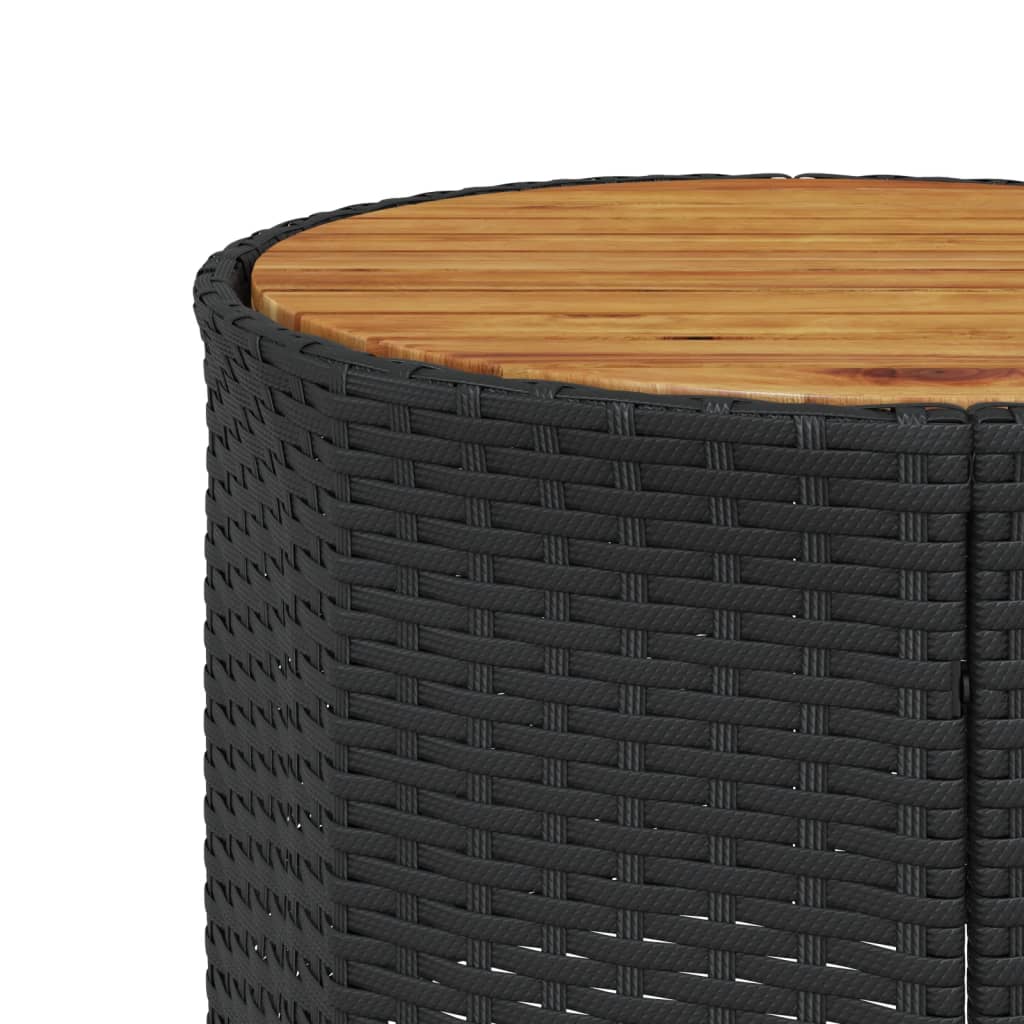 vidaXL Sofa ogrodowa, stolik i poduszki, półokrągła, czarny rattan PE