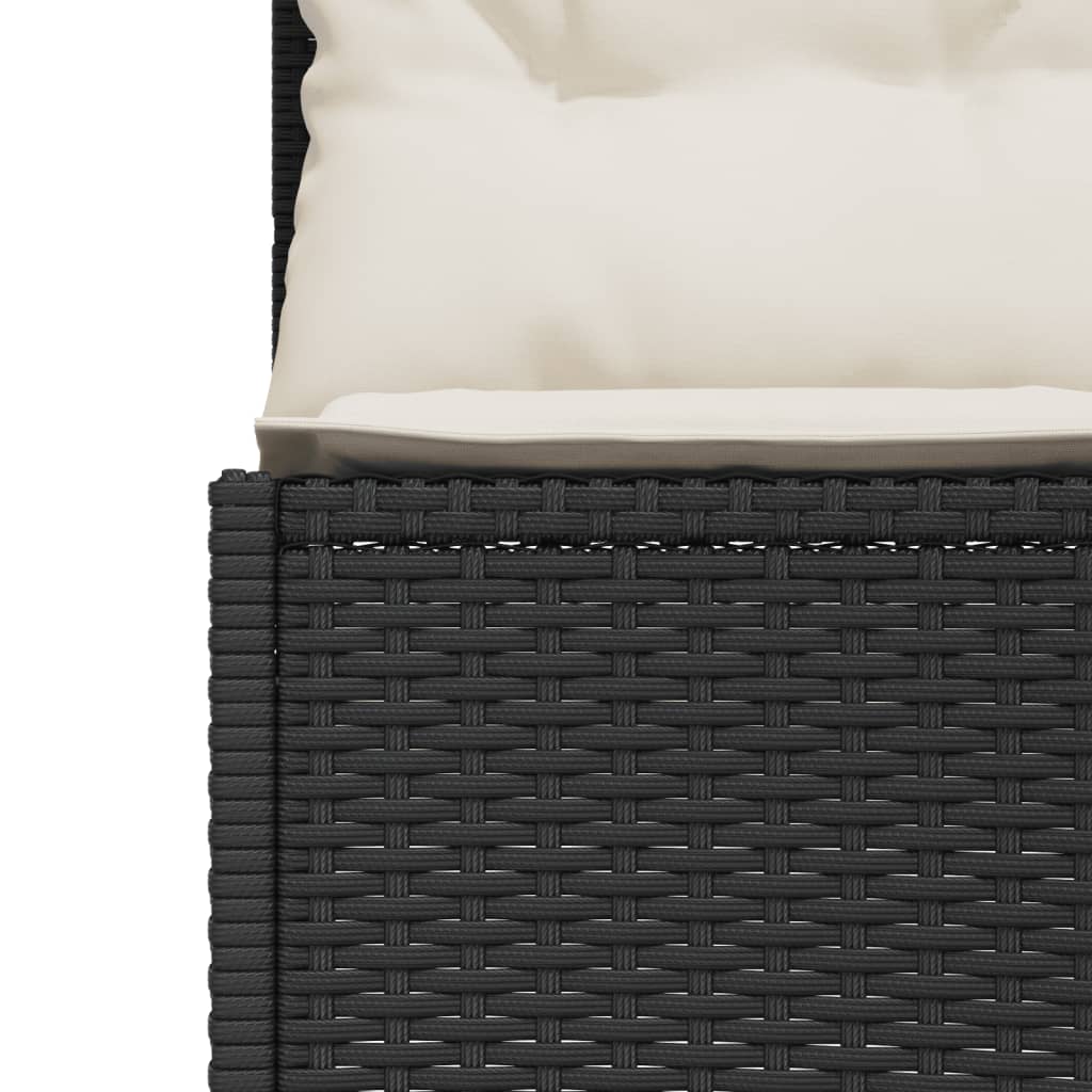 vidaXL Sofa ogrodowa z poduszkami, półokrągła, czarny rattan PE