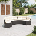 vidaXL Sofa ogrodowa z poduszkami, półokrągła, czarny rattan PE