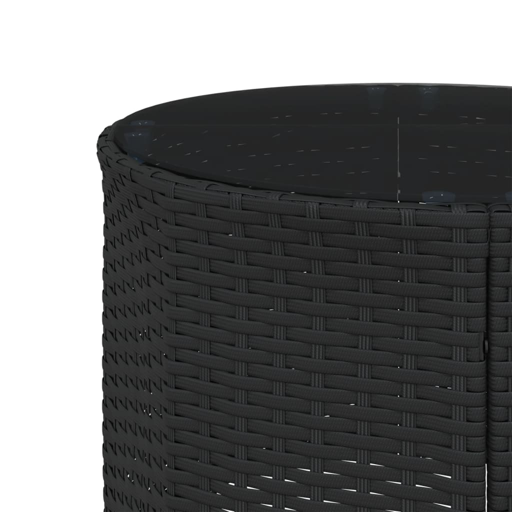 vidaXL Sofa ogrodowa, stolik i poduszki, półokrągła, czarny rattan PE