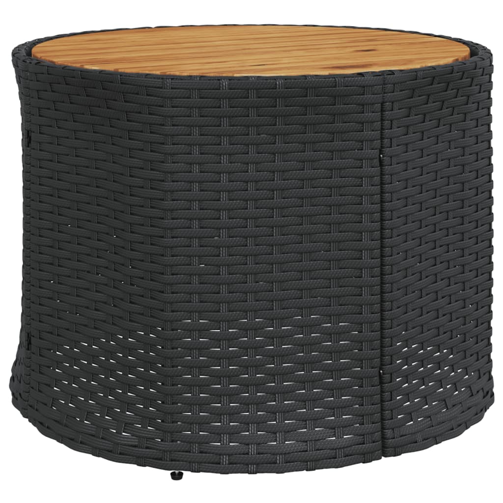 vidaXL Sofa ogrodowa, stolik i poduszki, półokrągła, czarny rattan PE