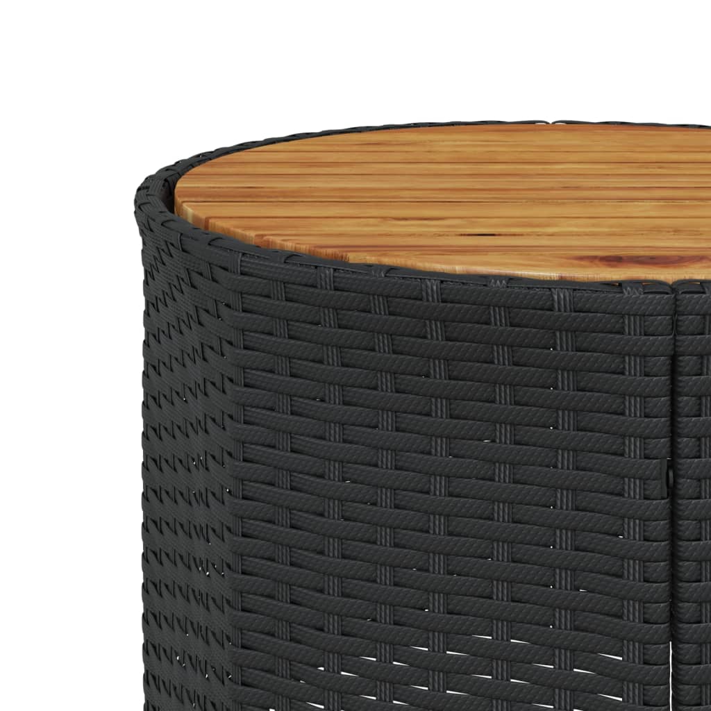 vidaXL Sofa ogrodowa, stolik i poduszki, półokrągła, czarny rattan PE
