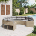 vidaXL Sofa ogrodowa z poduszkami, okrągła, beżowy rattan PE