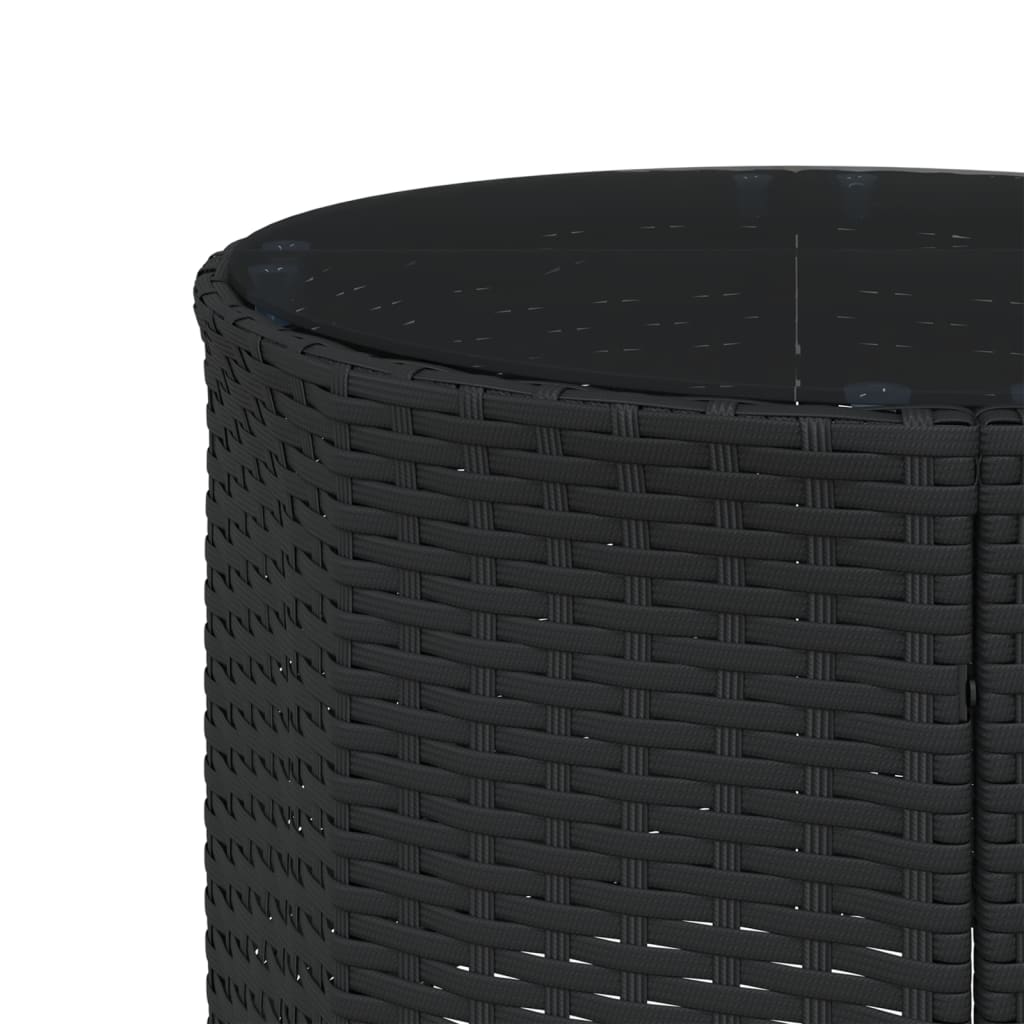 vidaXL Sofa ogrodowa, stolik i poduszki, okrągła, czarny rattan PE