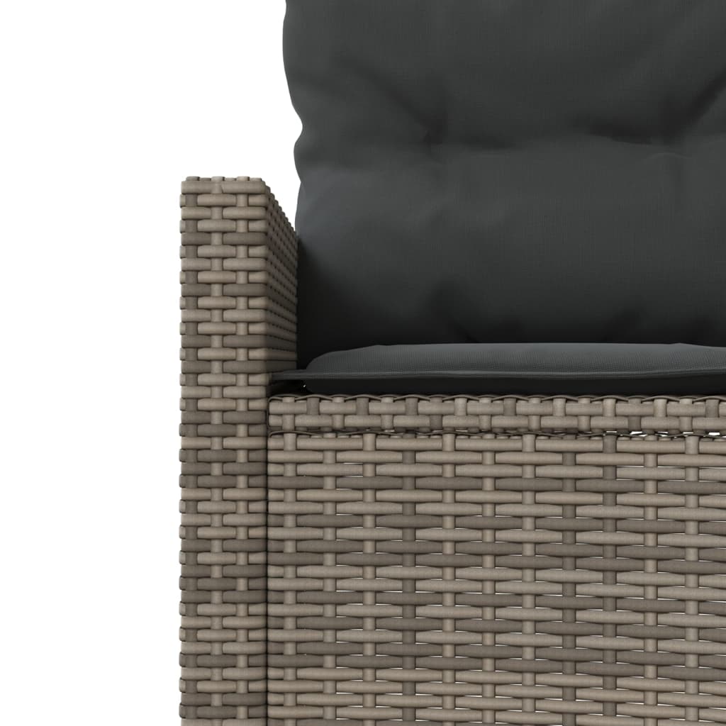 vidaXL Sofa ogrodowa, stolik i poduszki, okrągła, szary rattan PE