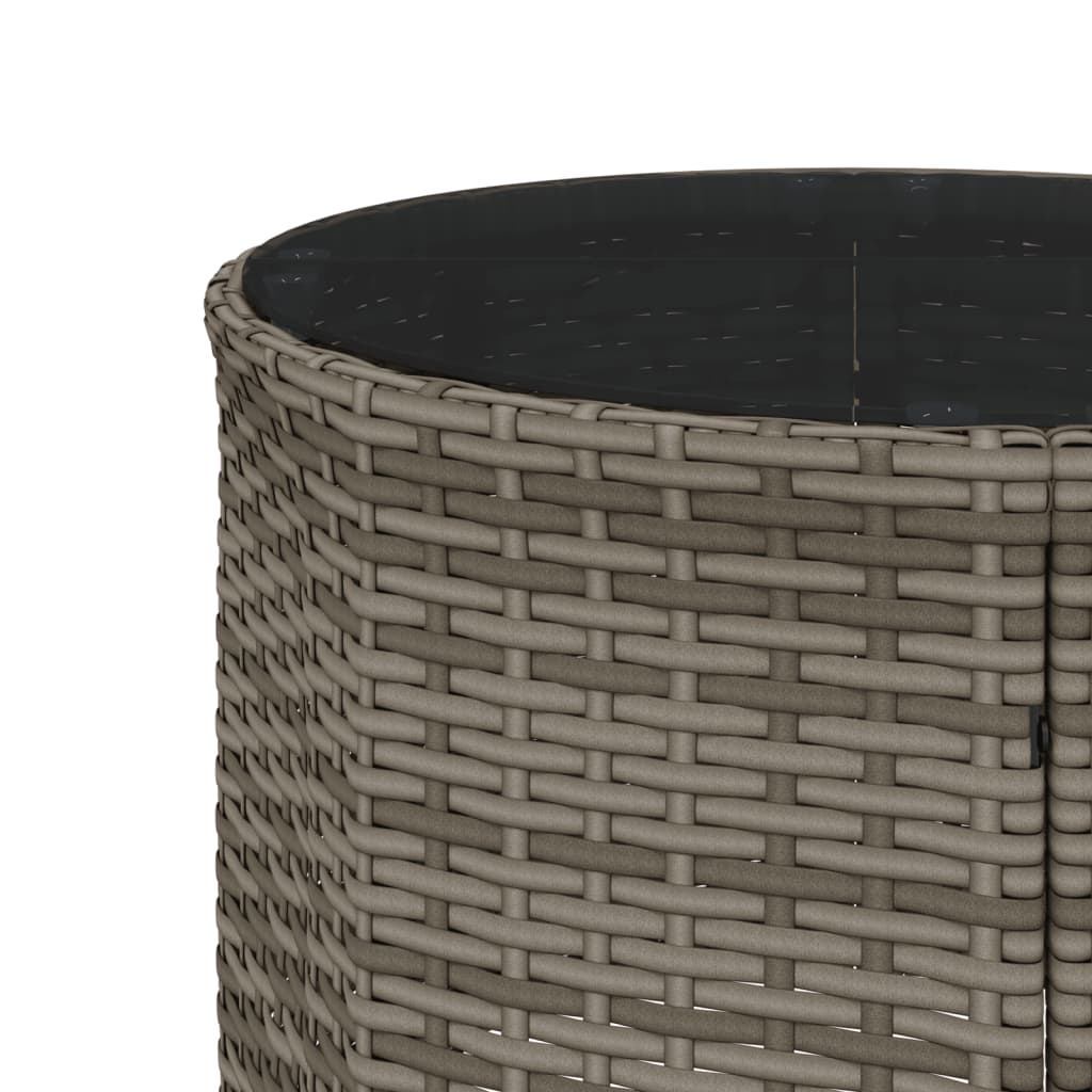 vidaXL Sofa ogrodowa, stolik i poduszki, okrągła, szary rattan PE