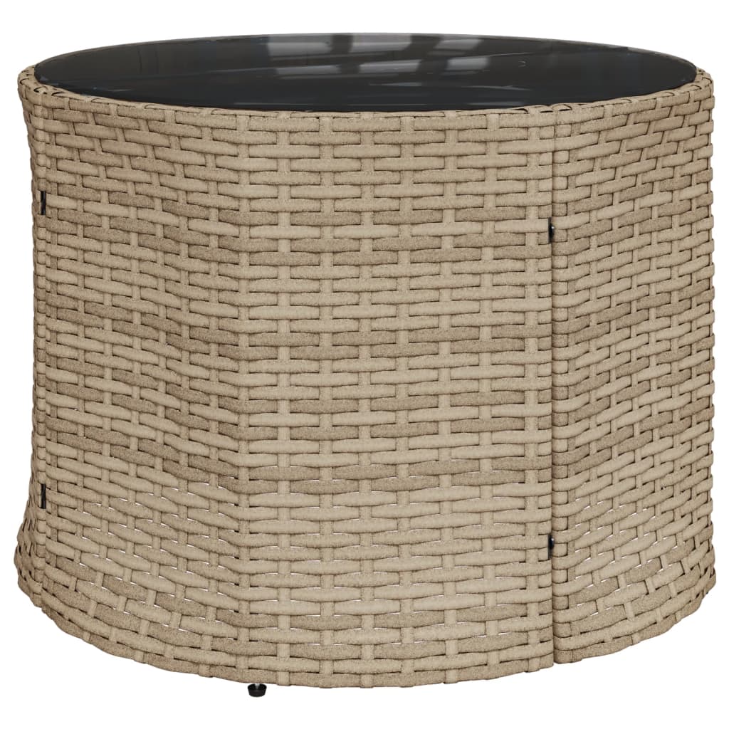 vidaXL Sofa ogrodowa, stolik i poduszki, okrągła, beżowy rattan PE